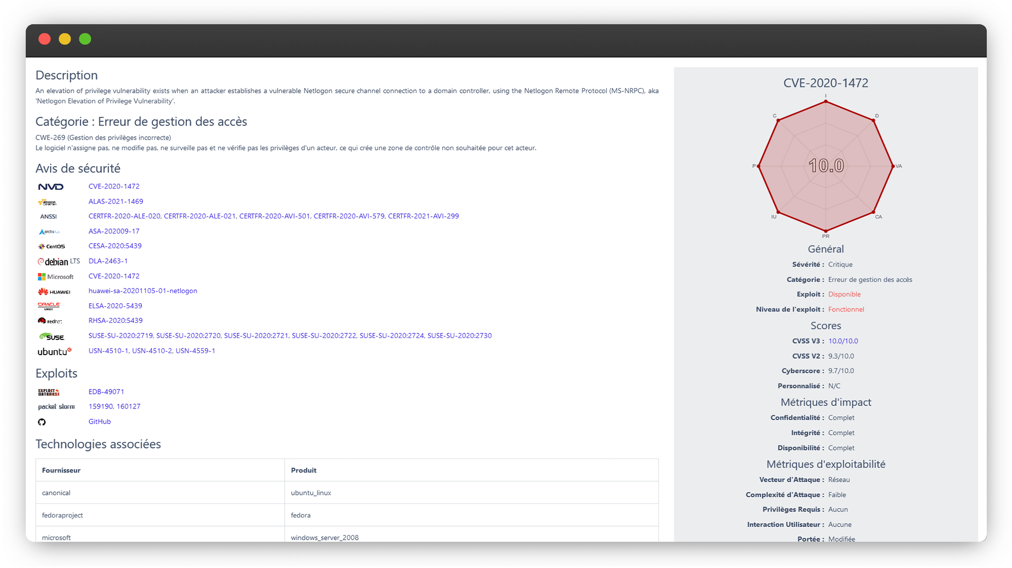 Cyberwatch vous fournit des informations pertinentes dans les meilleurs délais sur vos vulnérabilités